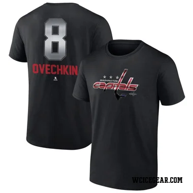 Black Men's Alex Ovechkin Washington Capitals Midnight Mascot Logo T-Shirt