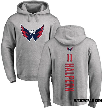 Men's Jeff Halpern Washington Capitals Branded Ash Backer Pullover Hoodie
